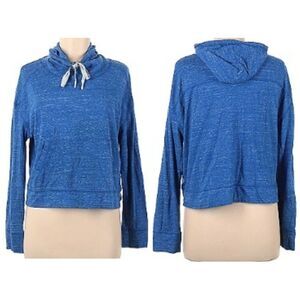 Reebok hoodie Womens Small blue heathered crop kangaroo pocket Oversized Y2K